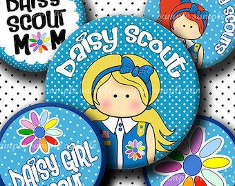 INSTANT DOWNLOAD Daisy Girl Scouts (599) 4x6 Bottle Cap Images Digital Collage Sheet  bottlecaps glass tiles hair bows 1 inch images craft