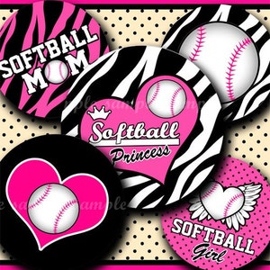 DESCARGA INSTANTÁNEA Pink Softball Rocks (195) 4x6 Bottle Cap Images Digital Collage Sheet for bottlecaps hair bows.. imágenes de tapa de botella