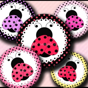 INSTANT DOWNLOAD bunten Lady Bug (341) 4 x 6 Flasche Cap Bilder Digital Collage Blatt für Bottlecaps Glas Fliesen Haare Bögen Bottlecap Bilder