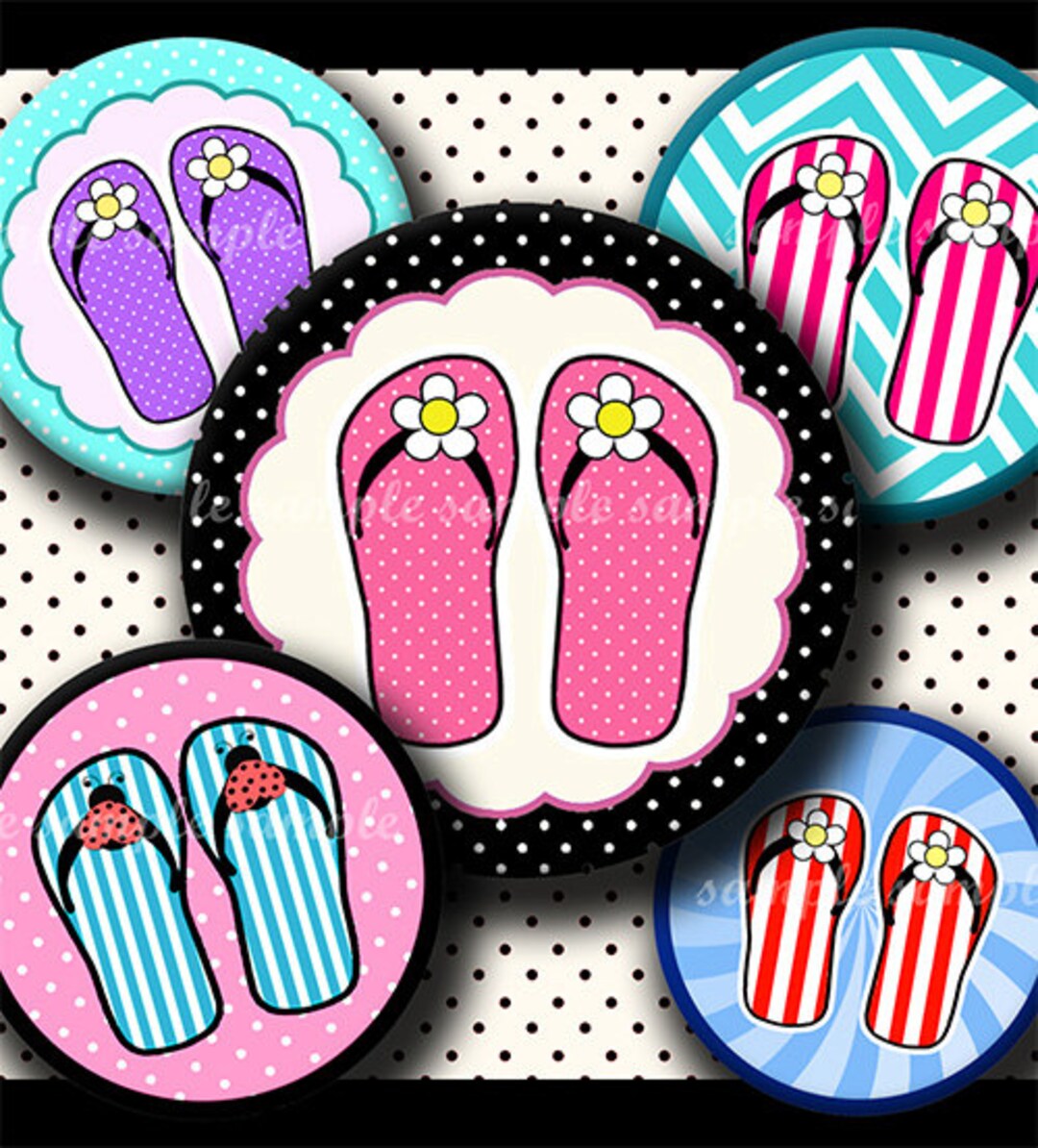 INSTANT DOWNLOAD Summer Flip Flops Chevron 612 4x6 Bottle - Etsy