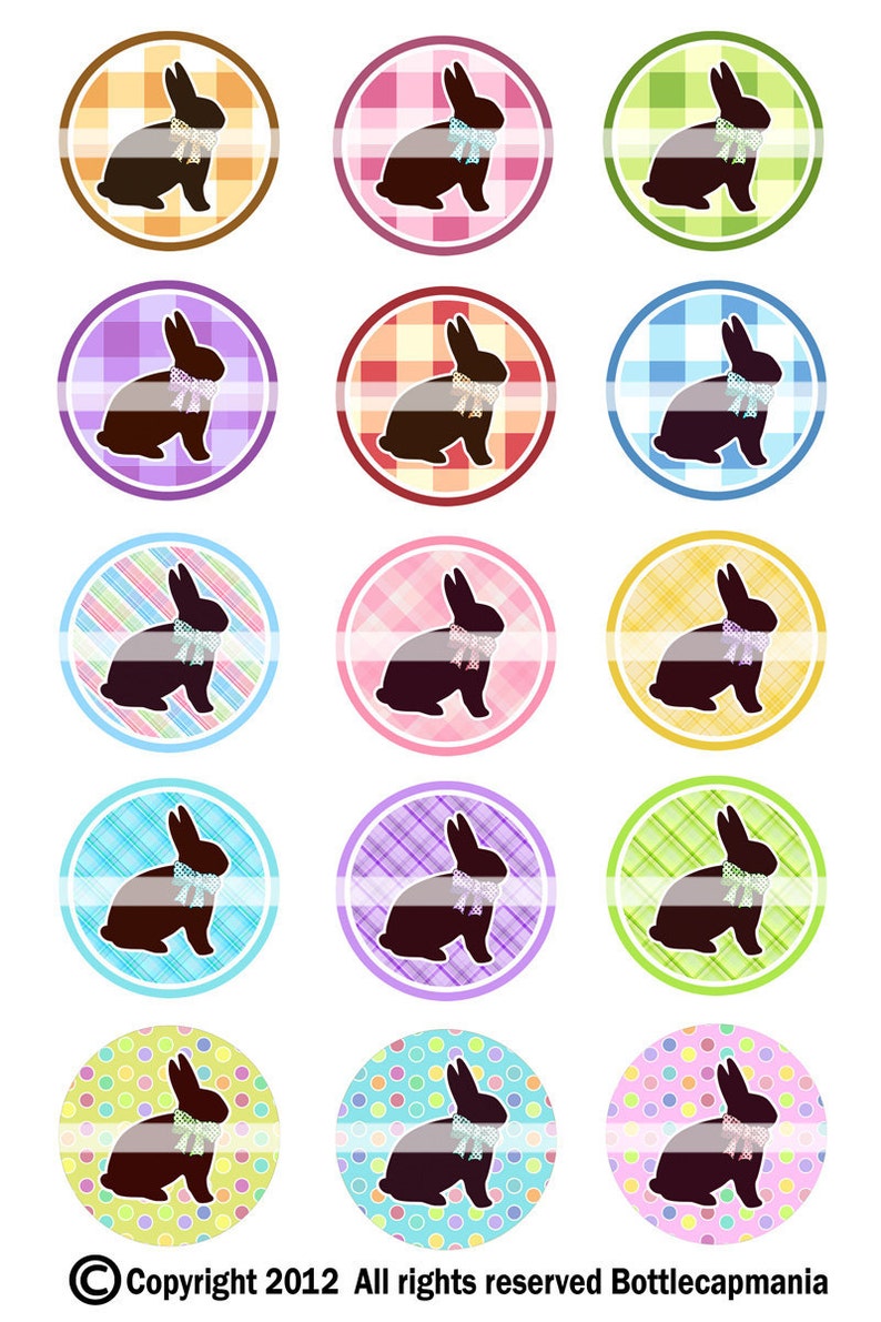 INSTANT DOWNLOAD Chocolate Easter Bunnies 451 4x6 Bottle Cap Images Digital Collage Sheet for bottlecaps hair bows .. bottlecap images image 2