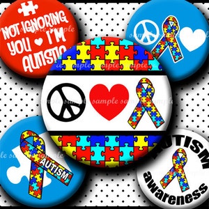 DESCARGA INSTANTÁNEA Autism Awareness (444) 4x6 Bottle Cap Images Digital Collage para tapas de botella azulejos de vidrio moños de pelo.. imágenes de tapa de botella