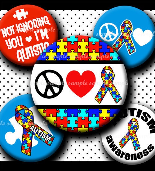 INSTANT DOWNLOAD Autism Awareness  (444) 4x6 Bottle Cap Images Digita…