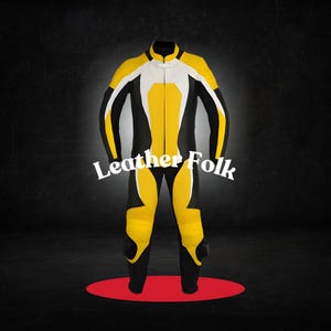 Custom Motorcycle Racing Suit, Yellow & Black Leather Biker Suit, CE Marked, MotoGP Inspired, Gift for Bikers, Made-to-Measure Race Suit