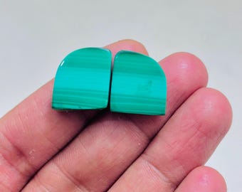 Natural Malachite Pair Cabochon – Green Banded Teardrop Matching Jodi Gemstone for Earrings Jewelry Making