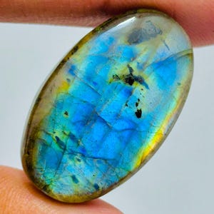 Natural Blue Flash Labradorite Hand Carved Leaf Cabochon Pair – Flashy Gemstone for Jewelry Making
