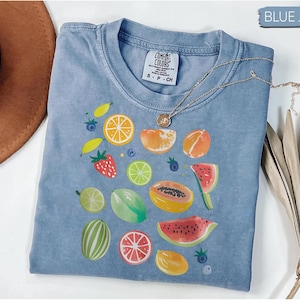 Fruit Graphic Shirt, Colorful Watermelon, Citrus and Berry Print, Vibrant Summer Tee, Fresh Fruit tee, Cute Gift for Foodies & Fruit Lovers