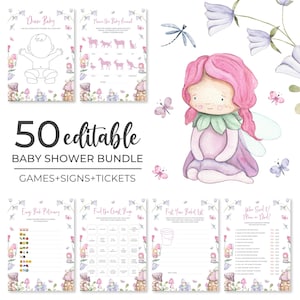 Editable Fairy Baby Shower Game Bundle | Floral Fairy Garden Baby Shower Game Set | Magical Fairy Shower Games | Girl Fairy Game Pack | SB3