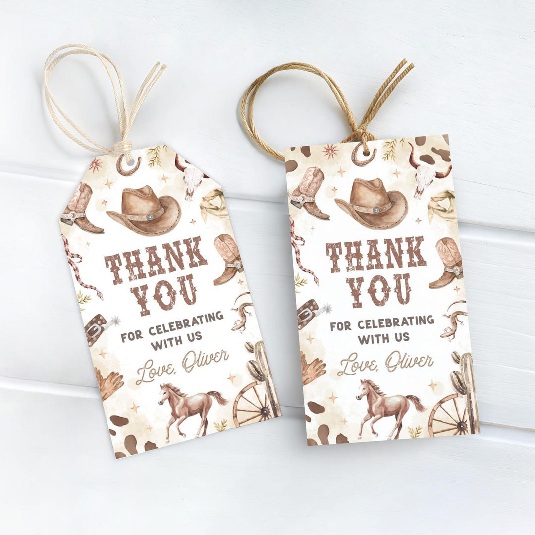 First Rodeo Birthday Thank You Tag | Cowboy Birthday Favor Tag ...