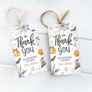 Halloween Baby Shower Thank You Tag | A Little Boo Baby Shower Favor Tag | Cute Ghost Baby Shower Gift Tag | Spooky Baby Shower Decor | SB4