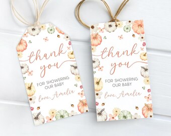 Pumpkin Baby Shower Thank You Tag | Little Pumpkin Baby Shower Favor Tag | Fall Baby Shower Party Decor | Autumn Baby Shower Gift Tag | SB26