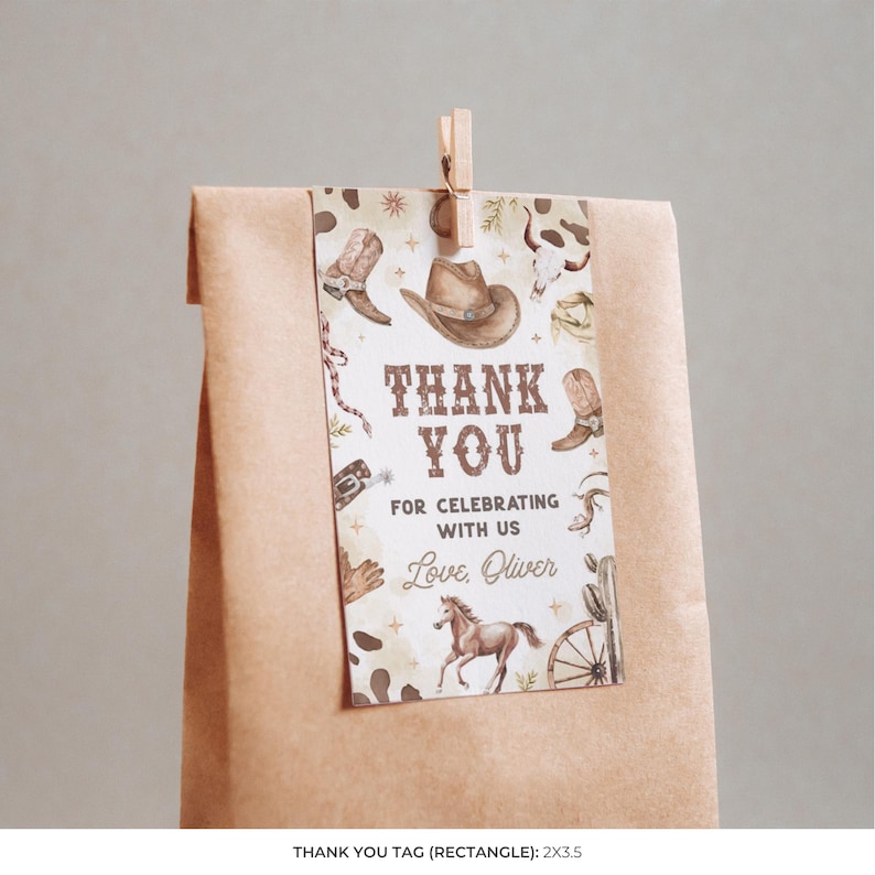 First Rodeo Birthday Thank You Tag | Cowboy Birthday Favor Tag ...