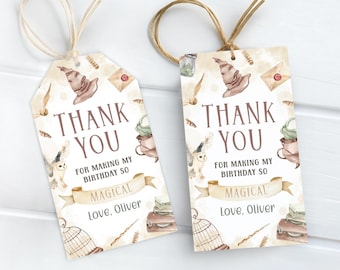 Editable Wizard 1st Birthday Thank You Tag | Chosen One Birthday Favor Tag | Magical Birthday Party Decor | Witches Birthday Gift Tag | BR2