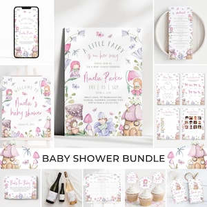 Fairy Baby Shower Invitation Bundle | Magical Fairy Baby Shower Set | Floral Fairy Garden Baby Shower Decor | Girl Fairy Games Package | SB3