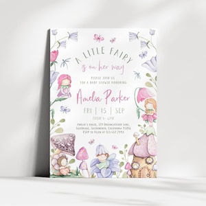 Fairy Baby Shower Invitation | Magical Fairy Baby Shower Invite | Floral Fairy Garden Baby Shower Invite | Girl Fairy Shower Invite | SB3