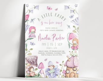 Fairy Baby Shower Invitation | Magical Fairy Baby Shower Invite | Floral Fairy Garden Baby Shower Invite | Girl Fairy Shower Invite | SB3