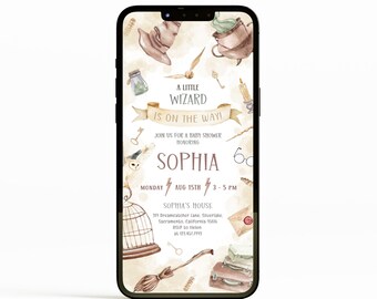 Wizard Baby Shower Evite | Magic School Baby Shower Phone Invitation | Magical Baby Shower Electronic Invite | Wizard Boy Shower Evite | SB2