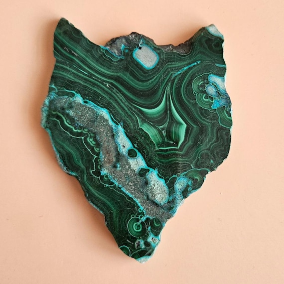 Malachite Chrysocolla Freeform crystal slab green Malacholla stone natural decor rare Father’s Day gift mineral display healing crystal