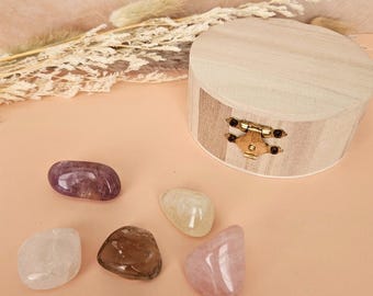 Crystal Set wooden box Crystal Starter Kit for Meditation Gemstone Gift bundle of crystals for beginners spiritual practice crystals witch