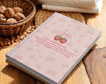 Strawberry Hardcover Journal – Sweet Pink Aesthetic Notebook Gift – Cute Fruit-Inspired Writing Diary – Soft Romantic Stationery