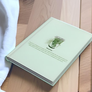 Matcha Green Tea Hardcover Journal – Aesthetic Notebook Gift for Tea Lovers – Cute Writing Diary – Matcha Stationery