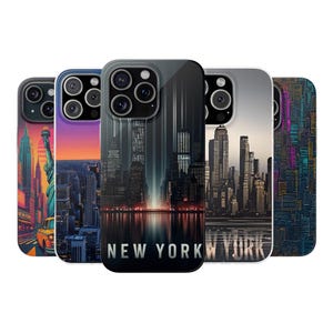 Etui na telefon NYC Skyline – Urban Art Design na iPhone’a i Samsunga | Błyszcząca minimalistyczna obudowa | Prezent dla miłośników miasta