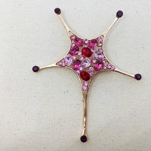 large vintage style starfish brooch, rhinestone fancy brooch