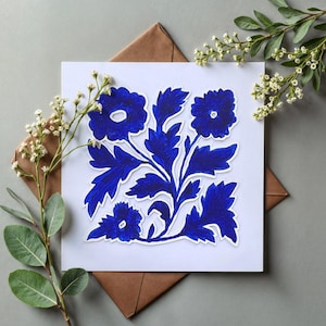 Carte Bleuet – Attention en papier faite main, personnalisable pour vœux, félicitations, mariages, invitations...