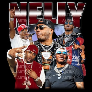 NELLY T Shirt Design. PNG Digital 4500x5100 px. Rap, Rapper, Hiphop, Retro, 90s Vintage, Bootleg Tee. Instant Download And Ready To Print.