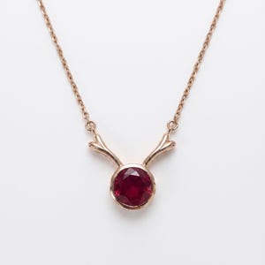 Gold Ruby Pendant Necklace, Minimalist Ruby Necklace, Bezel Set Ruby Jewelry