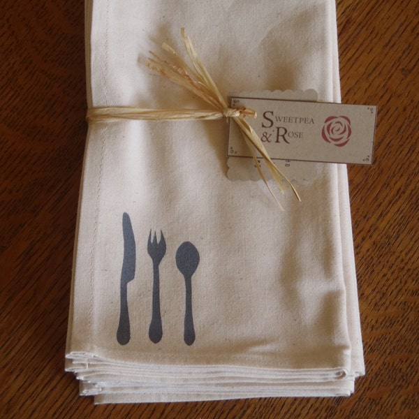 Grey Utensil Napkins, set of 4