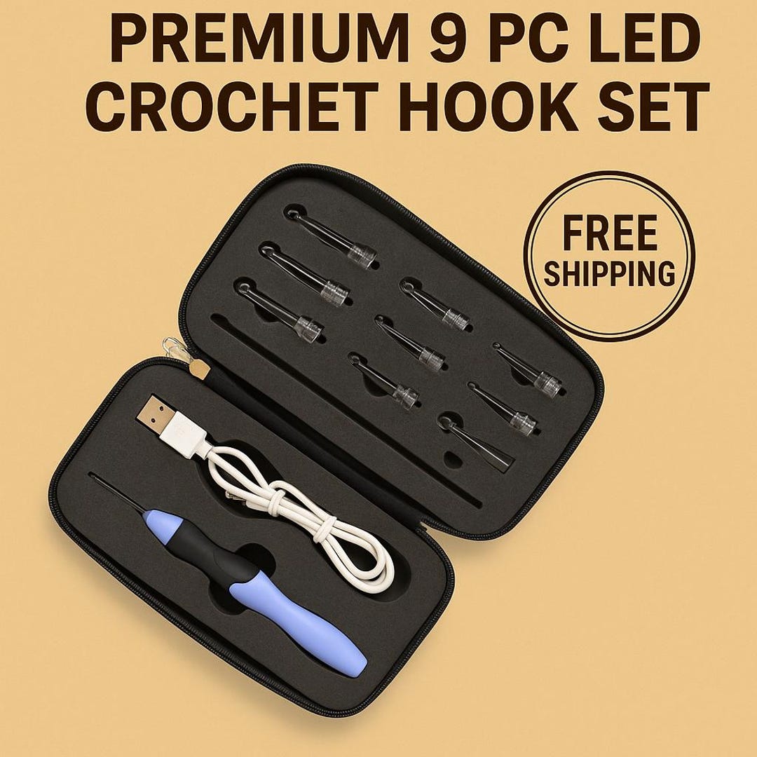 LED Crochet Hook Set – 9 Sizes Light up Hooks | USB Rechargeable ...