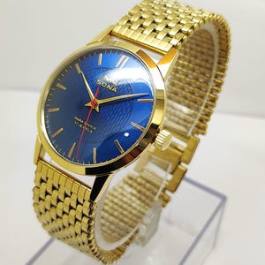 Vintage HMT SONA Old Watch With 36MM Blue Dial Mechanical Hand Winding Wrist watch For Men 17 Jewels Working Condition Made in India
