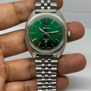 Vintage HMT Kohinoor Mechanical Watch: Refurbished Green Dial, Stainless Steel
