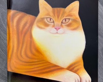 マーティン・レーマンの猫の絵のプレート、1980年代の装飾用ペア、9.25