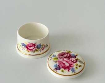 Vintage Floral Bone China Trinket Box, Made in England