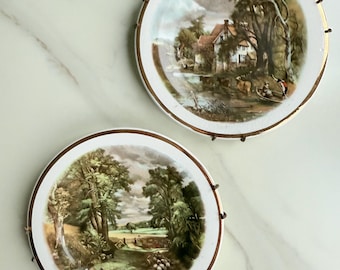 Vintage Liverpool Road Pottery Plates, English Countryside Scene, Staffordshire England (Set of 2)