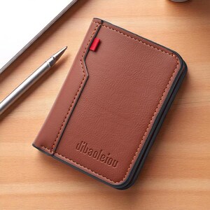 Leather Wallet for Men – Minimalist PU Card Holder Gift -Thin Folding Credit Card Case – Gift for Him