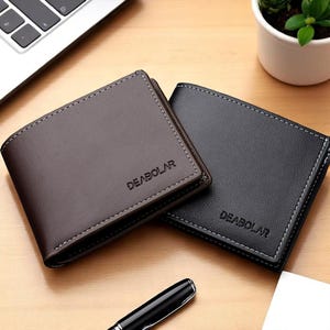 Slim Leather Card Holder Wallet – Minimalist PU Leather Wallet for Men – Thin Folding Credit Card Case – Gift for Him