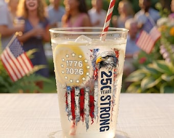 Coppa smerigliata "America 250 Years Strong", Coppa USA 250 Years, Festa patriottica del 4 luglio, Coppa della libertà, Souvenir del cinquantesimo anniversario, Regalo patriottico per papà