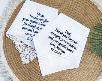 Pañuelo de boda personalizado, pañuelo bordado personalizado para el padre de la novia, regalo para papá, regalo de boda personalizado, regalo de compromiso