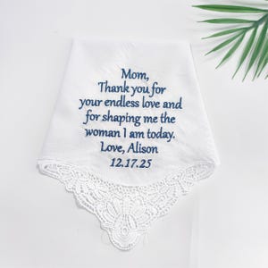 Personalized Embroidered Wedding Handkerchief for Bride, Custom Wedding Gift, Father of the Bride Keepsake, Wedding Favors,wedding hanky