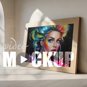 Frame Mockup Video Template Digital- Wooden Frame Mockup Animation with Natural Light Shadow Horizontal Frame Video Mockup for social media