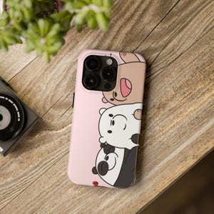 Funda rígida para teléfono con diseño de oso de dibujos animados, protector de osos adorables, regalo para amantes de los animales kawaii, funda para niños, diseño de oso adorable, funda personalizada para teléfono