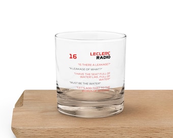 Debe ser el agua, cita de radio del equipo de F1, vaso de rocas, artículos para beber inspirados en Charles Leclerc, regalo
