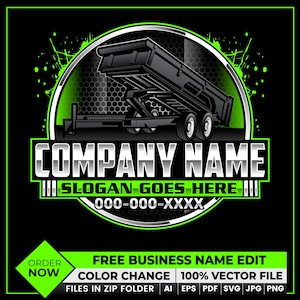 Roll Off Dumpster Logo, Dump Trailer Logo, Junk Removal Logo, Trailer Service Logo, Hauling Business logo, Heavy Duty logo, Trucking Logo