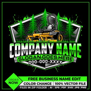 Zero Turn Lawn Mower Logo Svg, Lawn Care Logo Design, Landscaping Business Logo, Lawn Maintenance Logo, Ride on Lawn Mower Logo, Grass Logo