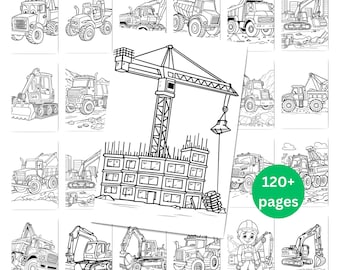 Livro de colorir de caminhões de construção: mais de 120 páginas de equipamentos pesados (padrão em PDF)