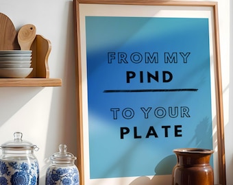 Aesthetic Gradient Punjabi Wall Art, Kitchen Decor, Punjabi Quotes Poster, Pind, Indian Cultural Wall Art, Punjabi Food, Desi Designs, Desi