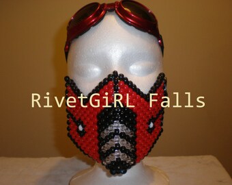 D-Ring CUSTOM Mortal Kombat Sub Zero inspired Cyber Raver Mask - Kandi